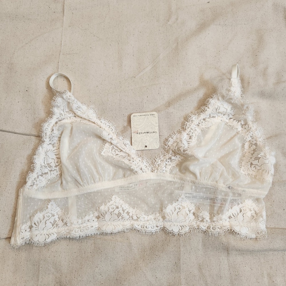 New Intimately Free People White Alyssum Ivory Lace Longline Bralette L Bra Top